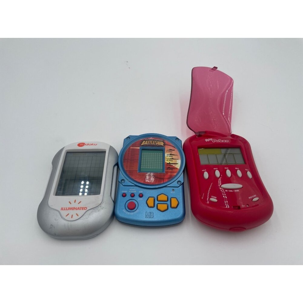 Lot Of 3 Handheld Games: Sudoku Battleship Fliptop Poker